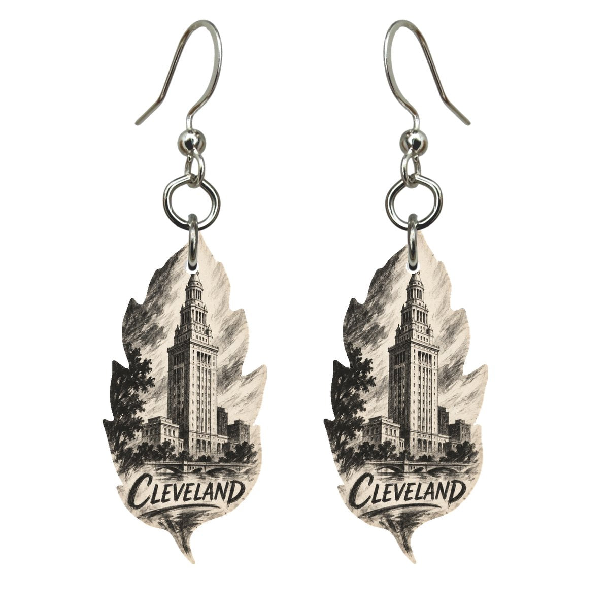 She's Choosing Cleveland Earrings | Charcoal Gesture | S1083