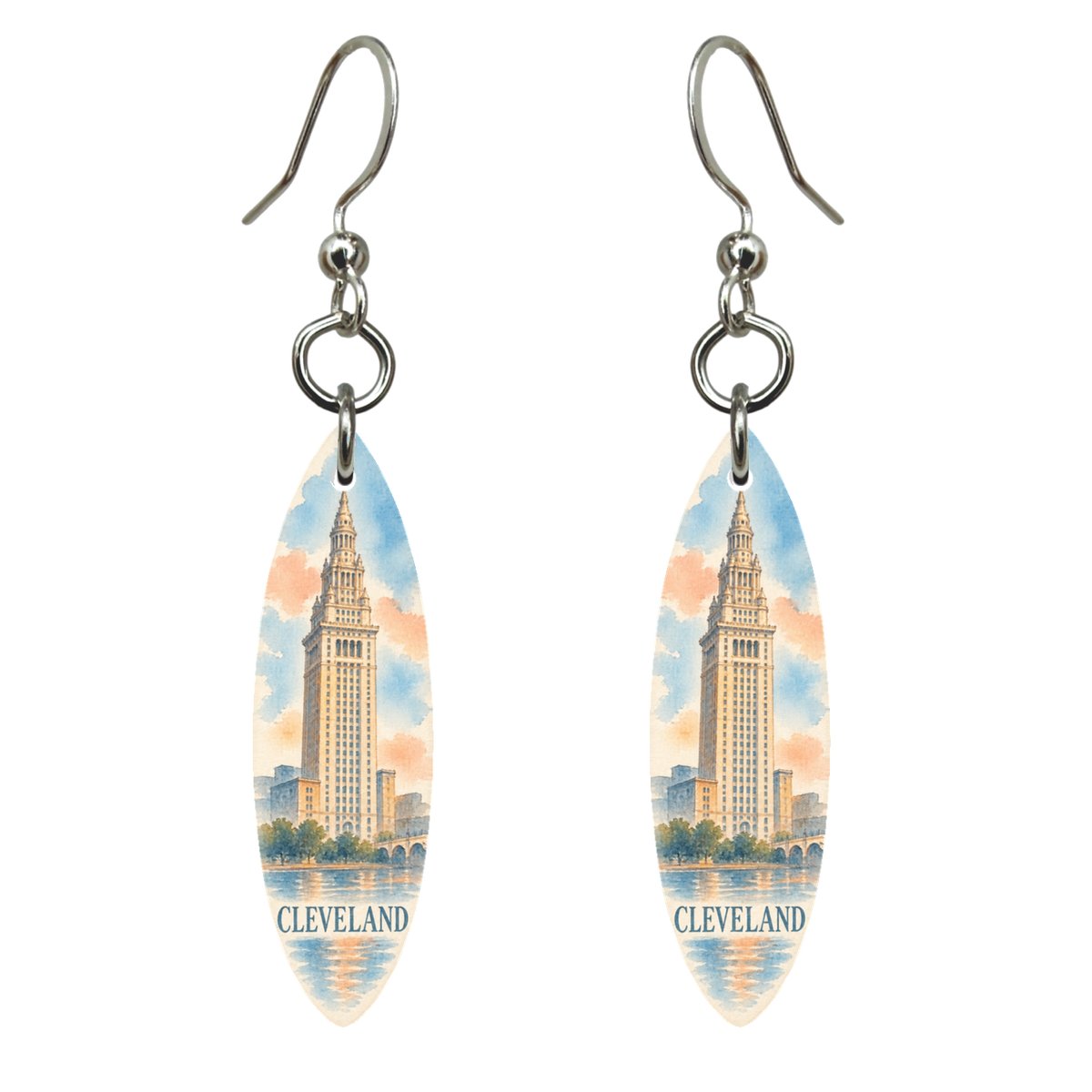 She's Choosing Cleveland Earrings | Restrained Watercolor | S1084