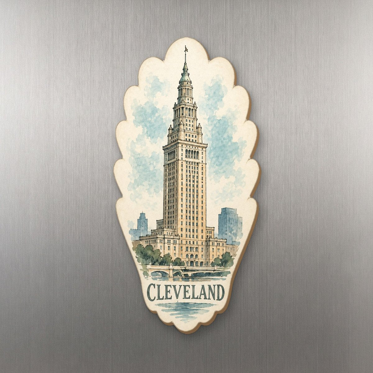 She's Choosing Cleveland Magnet | Pen and Watercolor Wash | S1085-M