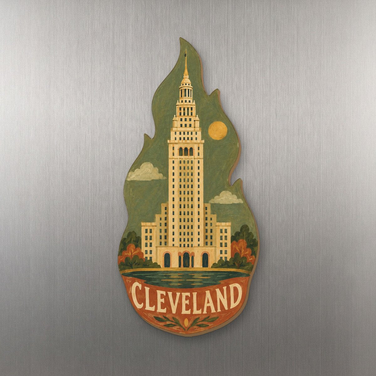 She's Choosing Cleveland Magnet | Naive Folk Painting | S1086-M