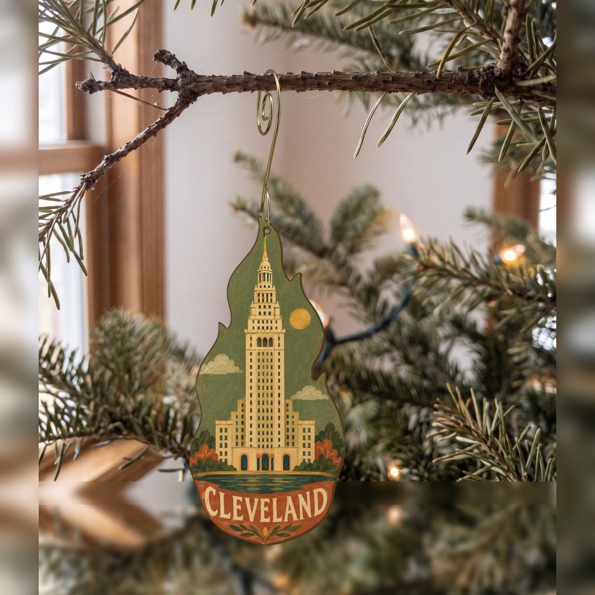 She's Choosing Cleveland Ornament | Naive Folk Painting | S1086-O
