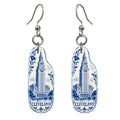 She's Choosing Cleveland Earrings | Blue-And-White Ceramic Illustration | S1087