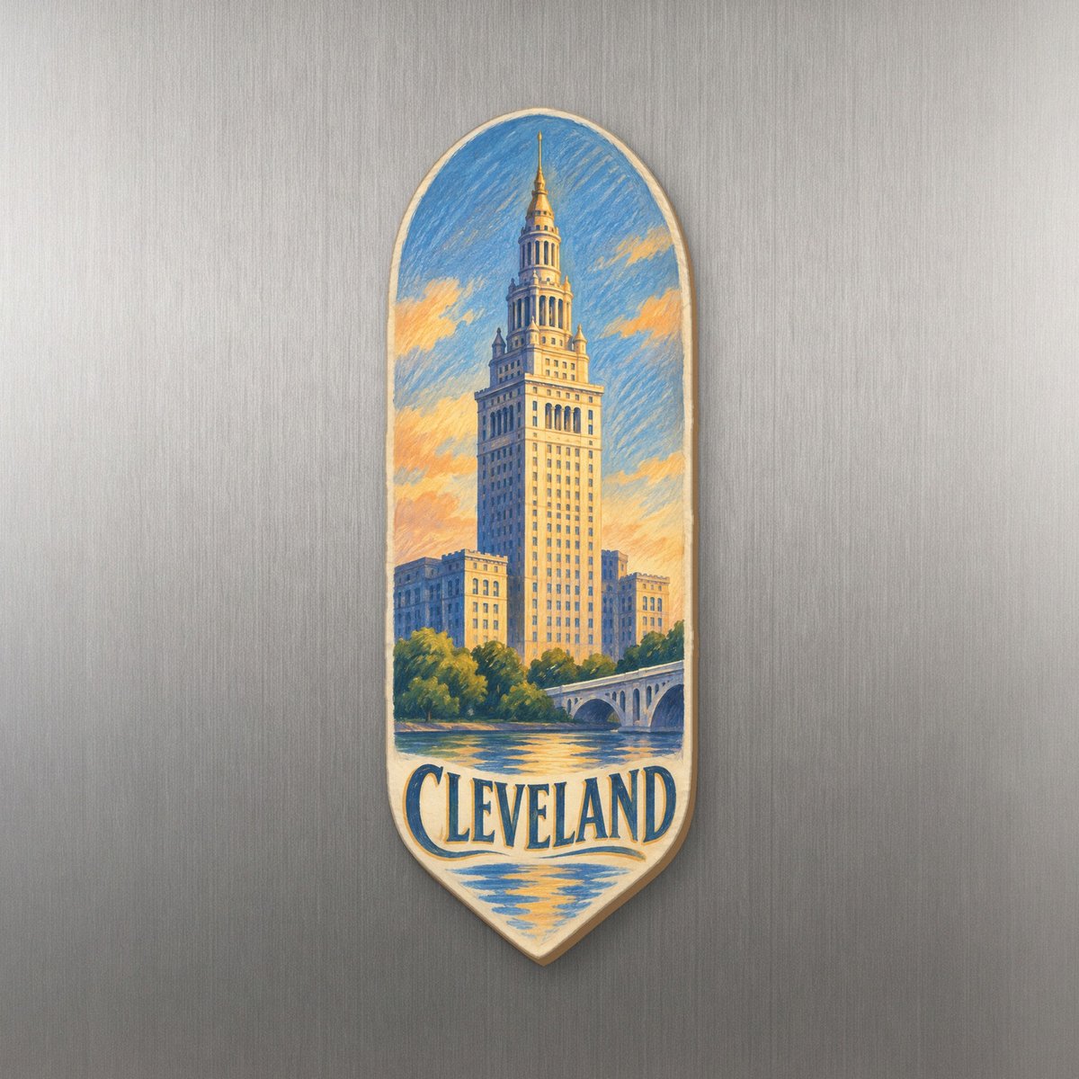She's Choosing Cleveland Magnet | Colored Pencil over Gouache | S1090-M