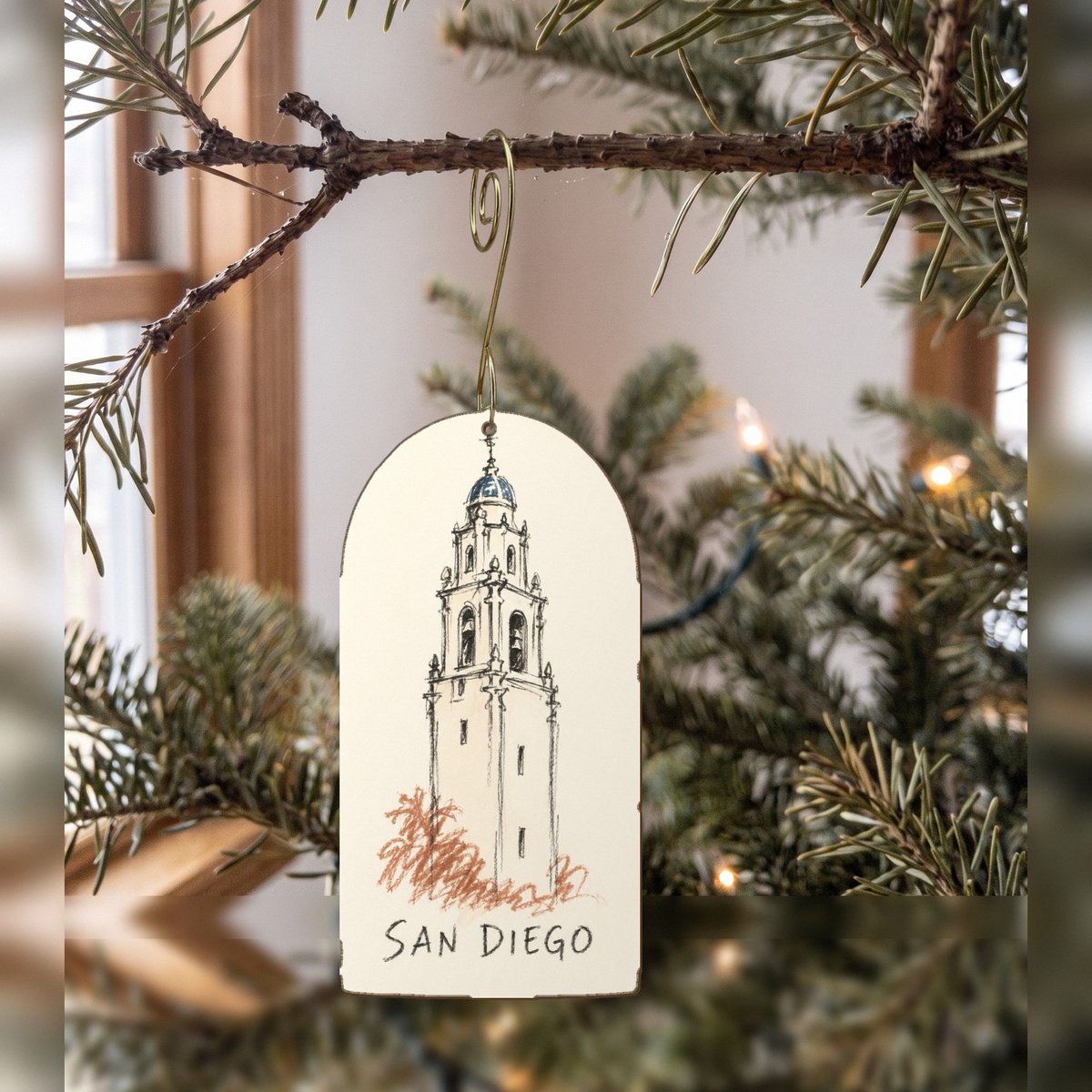 She's Choosing San Diego Ornament | Loose Contour Sketch | S1094-O