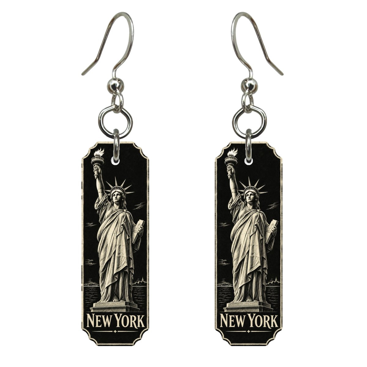She's Choosing New York Earrings | Scratchboard | S109