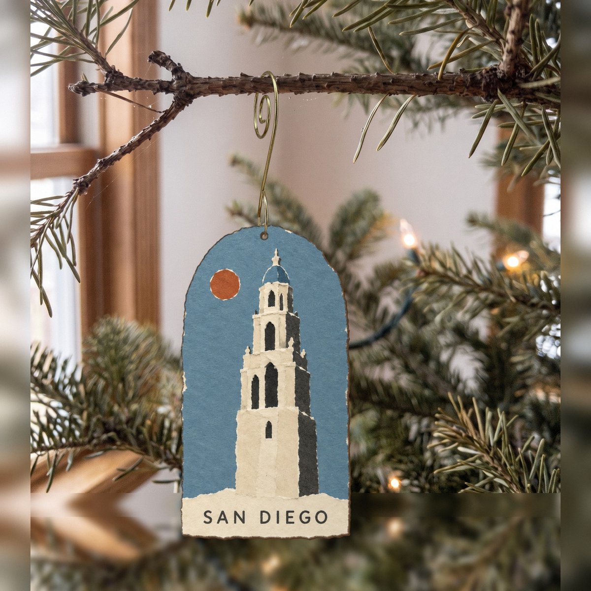 She's Choosing San Diego Ornament | Torn Paper Collage | S1102-O