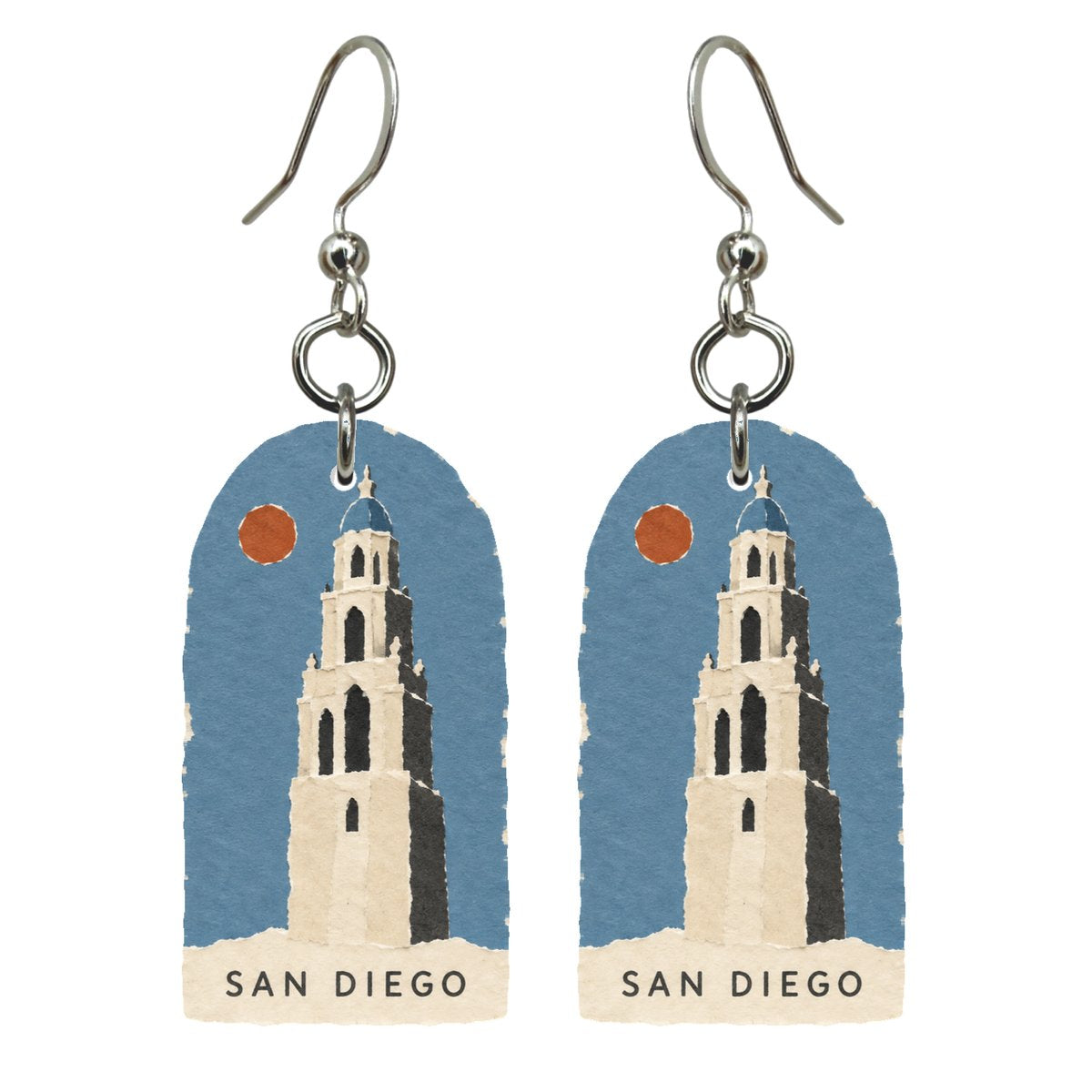 She's Choosing San Diego Earrings | Torn Paper Collage | S1102