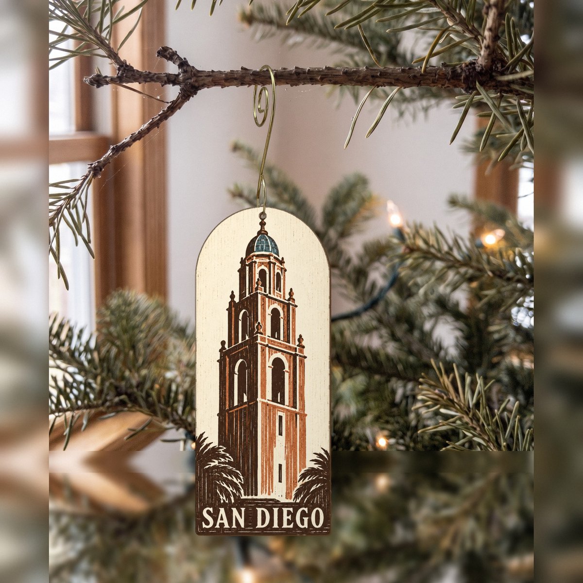 She's Choosing San Diego Ornament | Woodcut | S1104-O