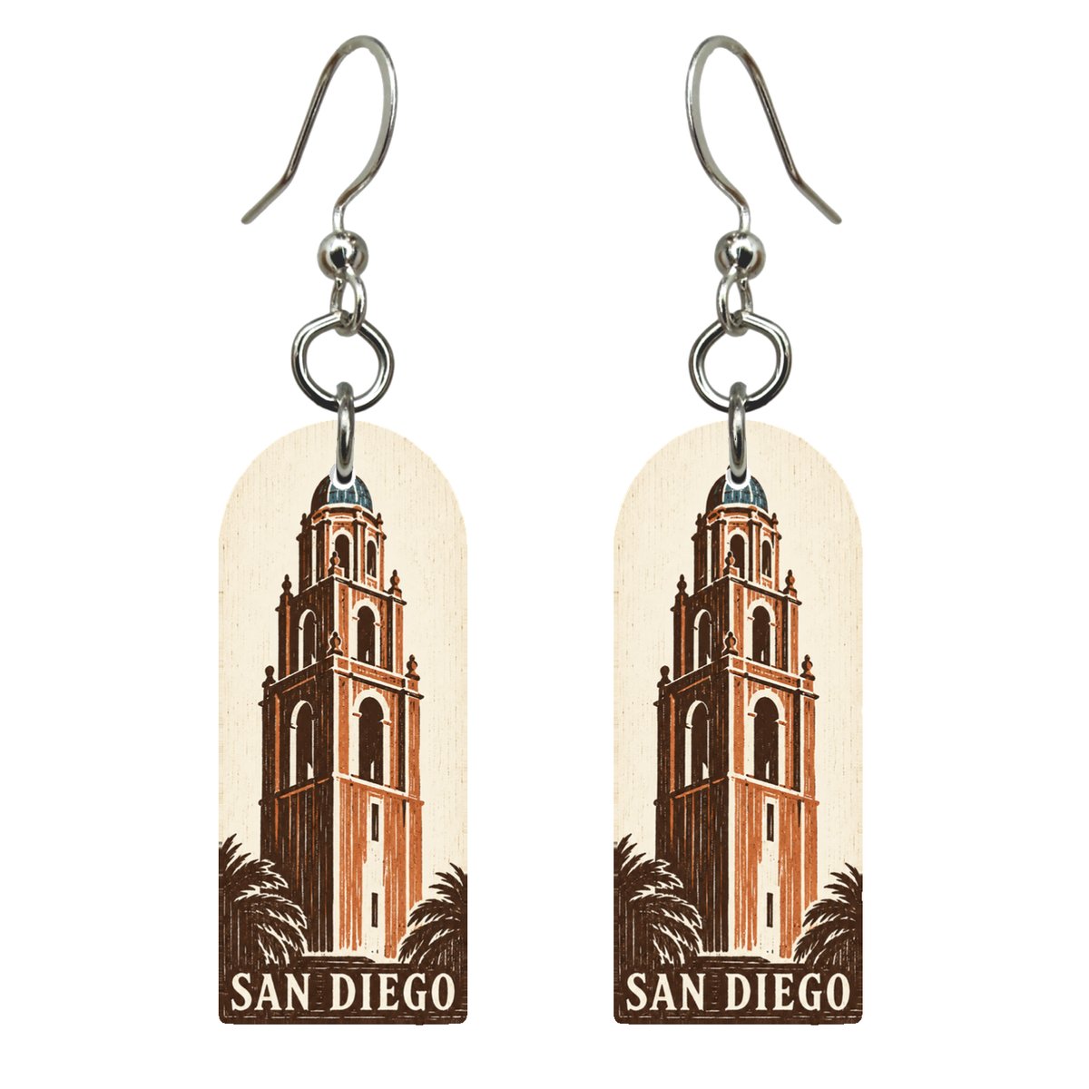 She's Choosing San Diego Earrings | Woodcut | S1104