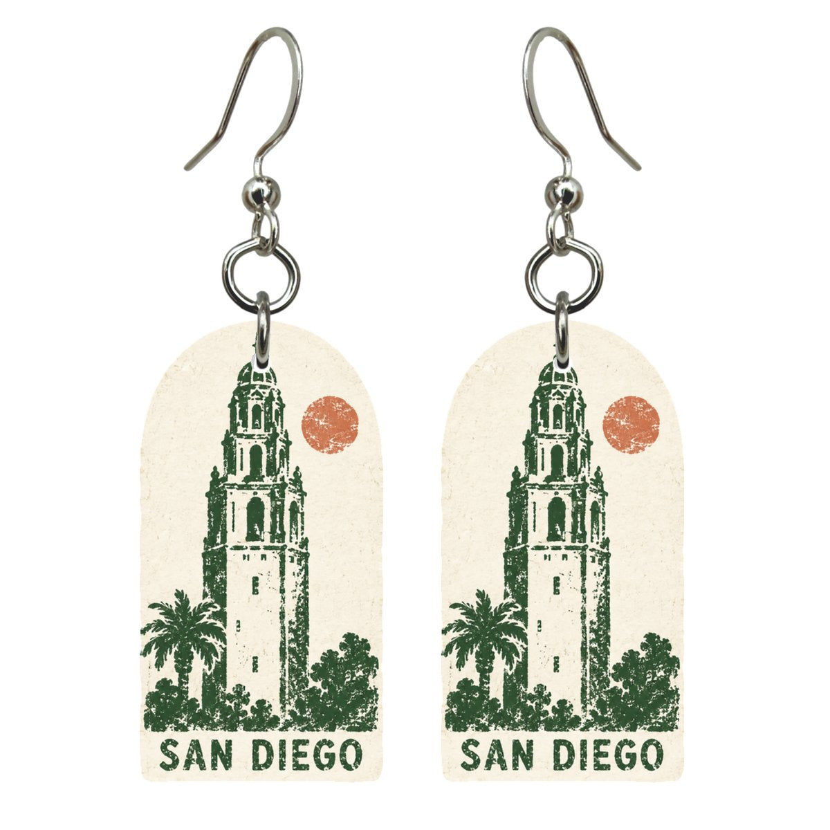 She's Choosing San Diego Earrings | Rubber Stamp Print | S1105