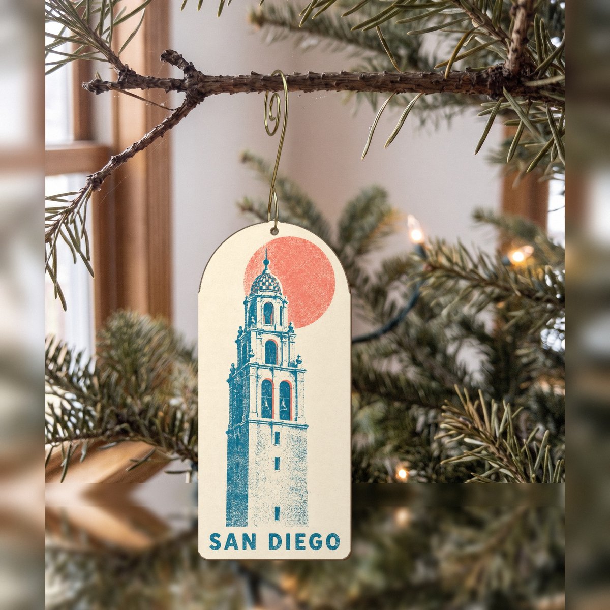 She's Choosing San Diego Ornament | Risograph Inspired Print | S1108-O