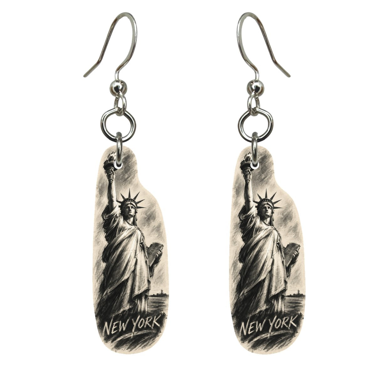 She's Choosing New York Earrings | Charcoal Gesture | S110