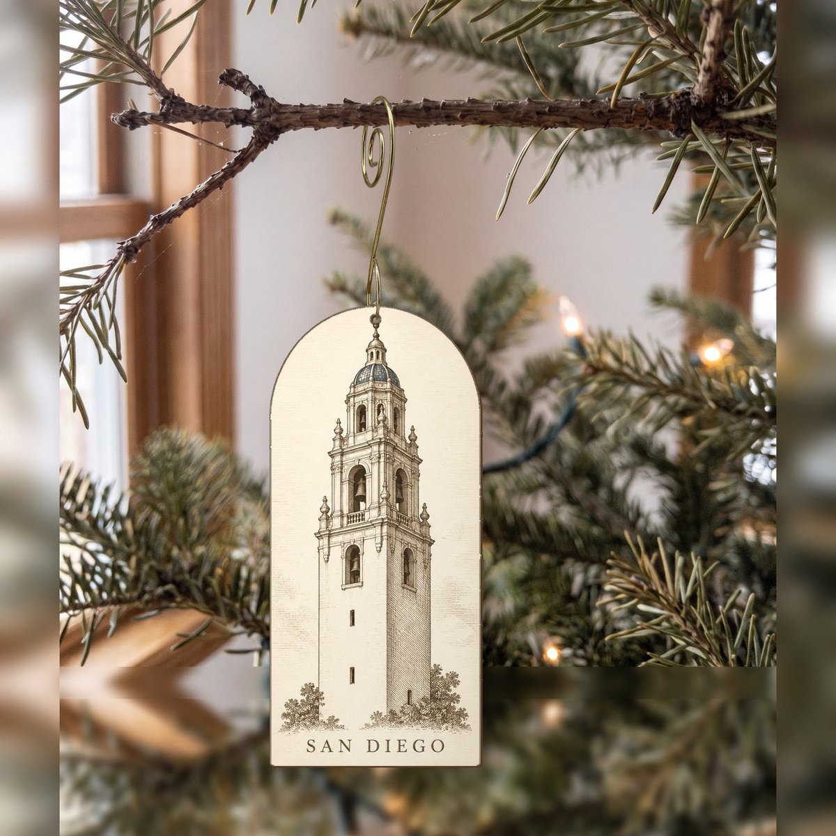She's Choosing San Diego Ornament | Etching Inspired Linework | S1111-O