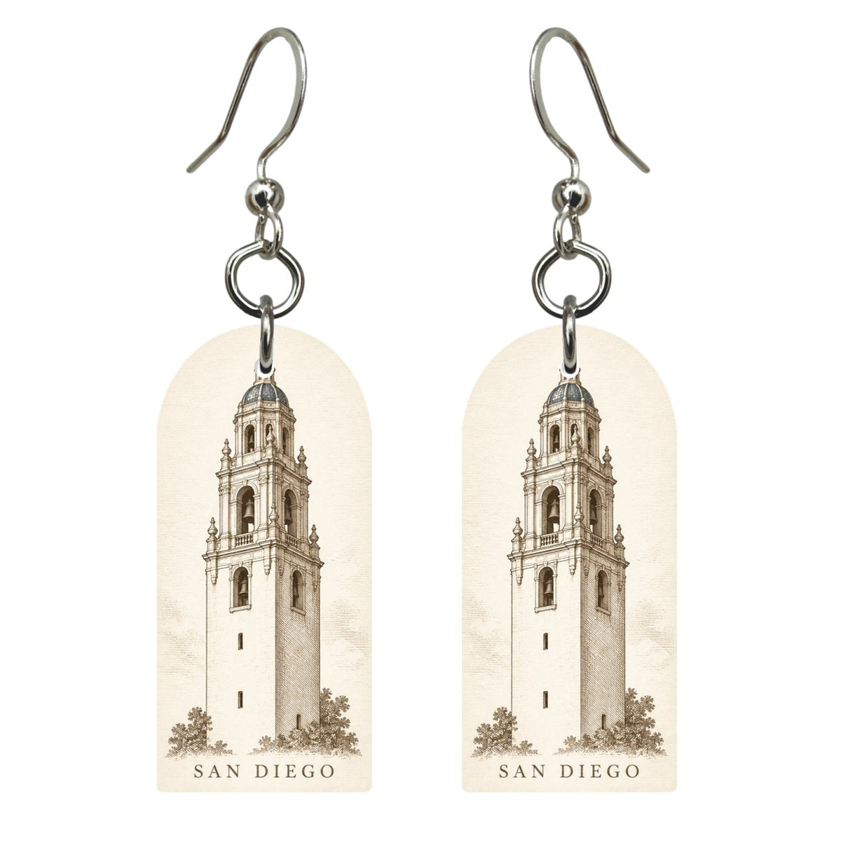 She's Choosing San Diego Earrings | Etching Inspired Linework | S1111