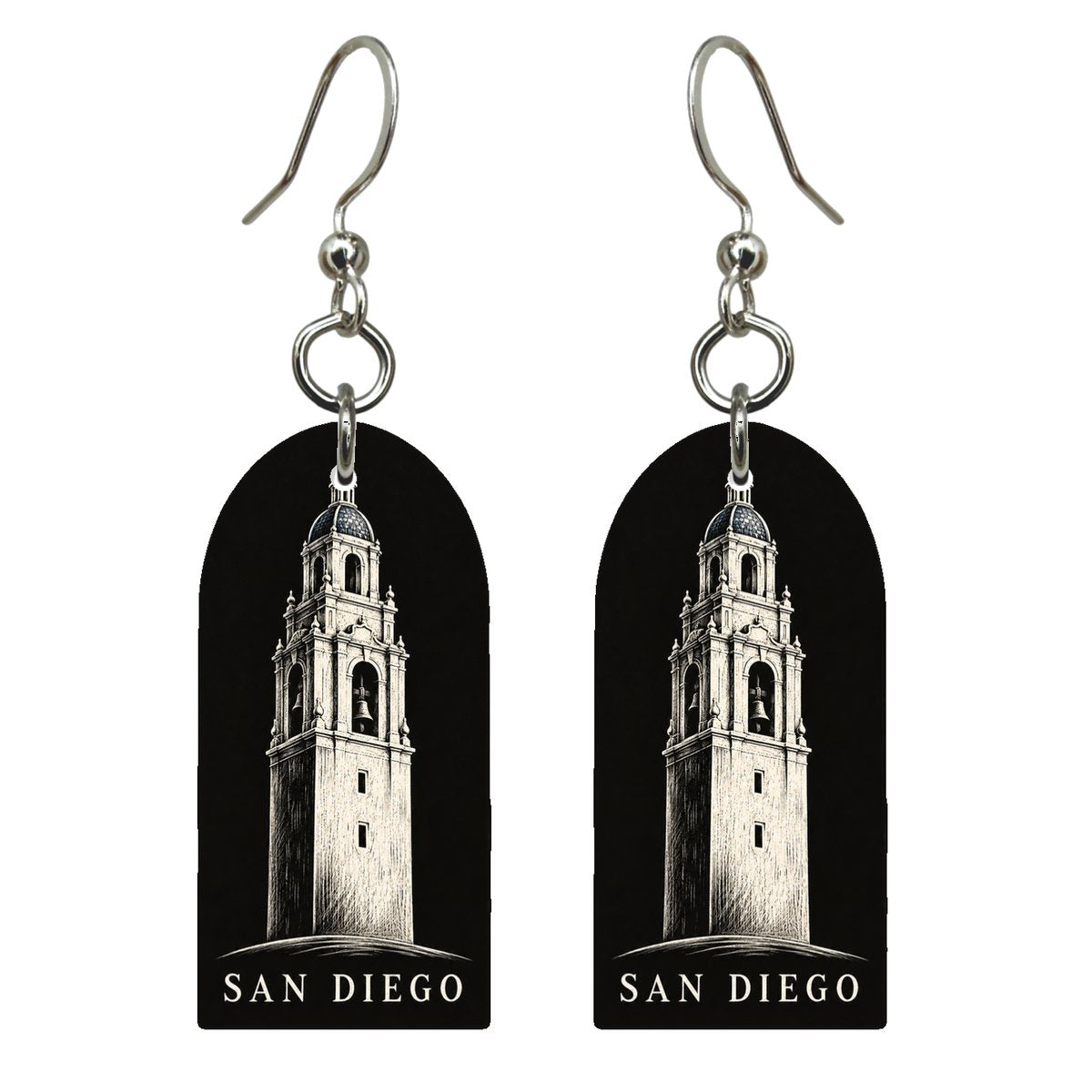 She's Choosing San Diego Earrings | Scratchboard | S1113