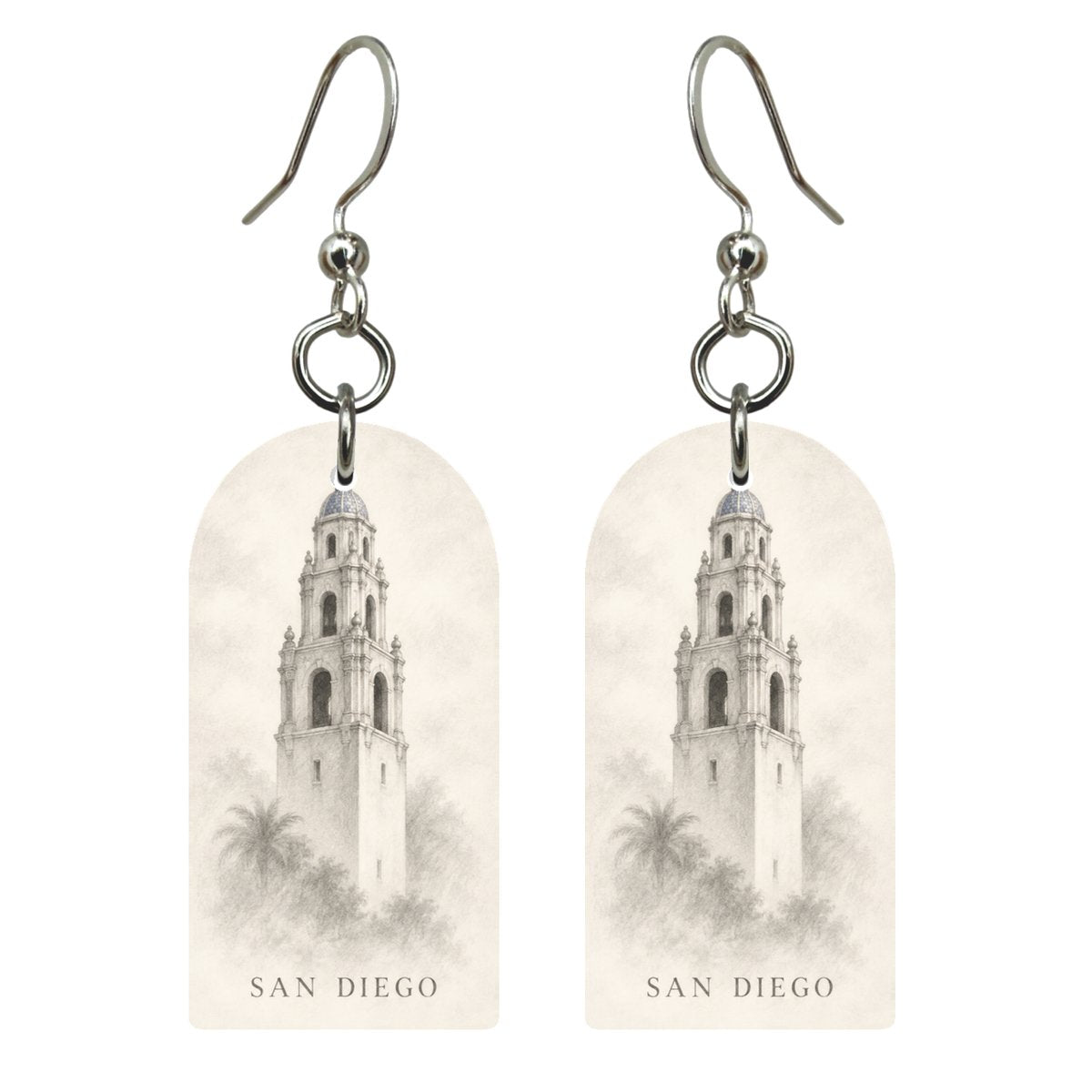 She's Choosing San Diego Earrings | Soft Graphite Drawing | S1115