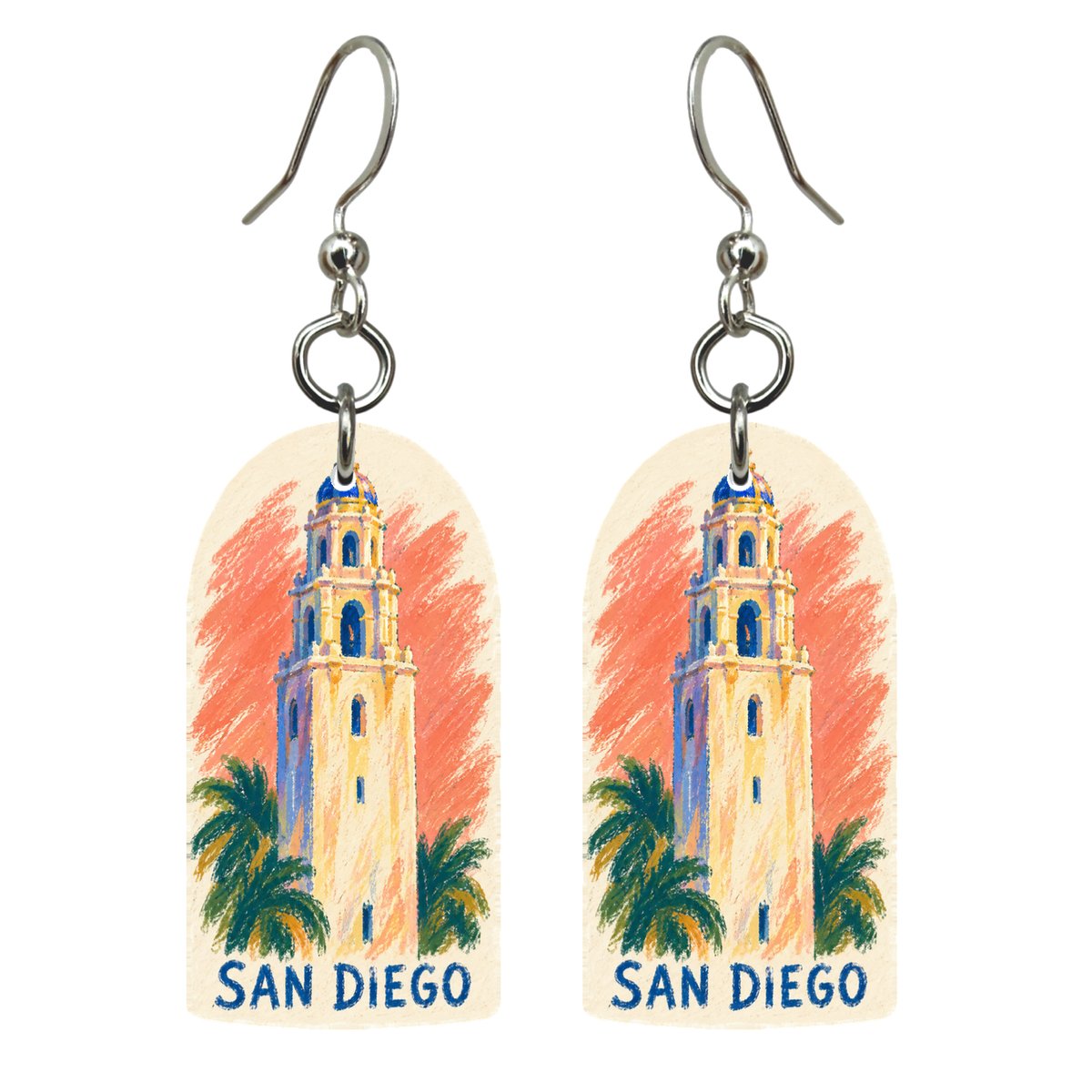 She's Choosing San Diego Earrings | Oil Pastel | S1117