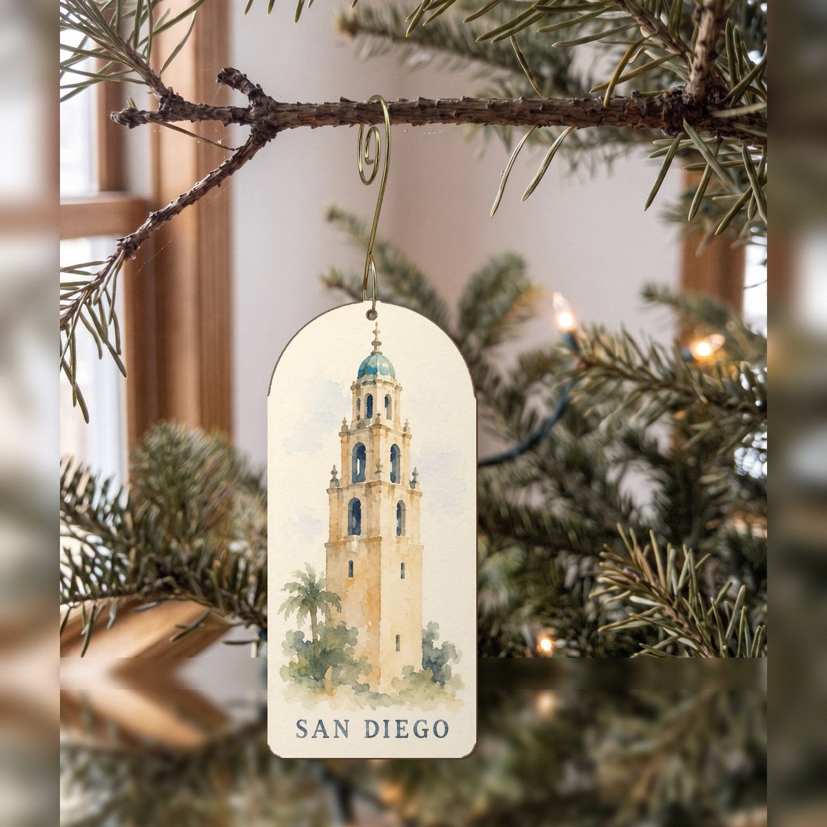 She's Choosing San Diego Ornament | Restrained Watercolor | S1119-O