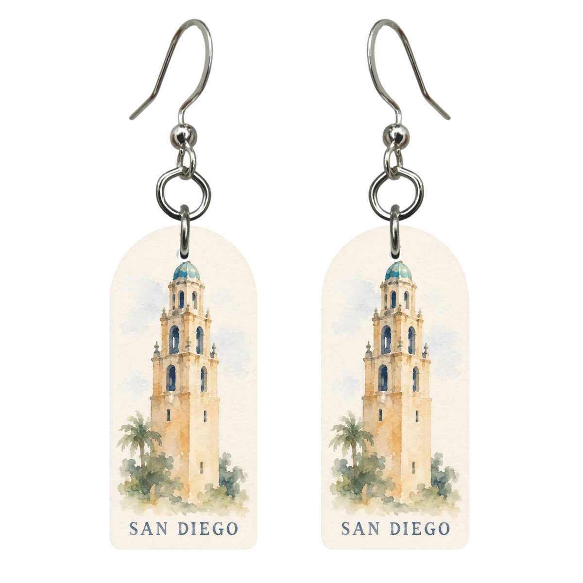 She's Choosing San Diego Earrings | Restrained Watercolor | S1119