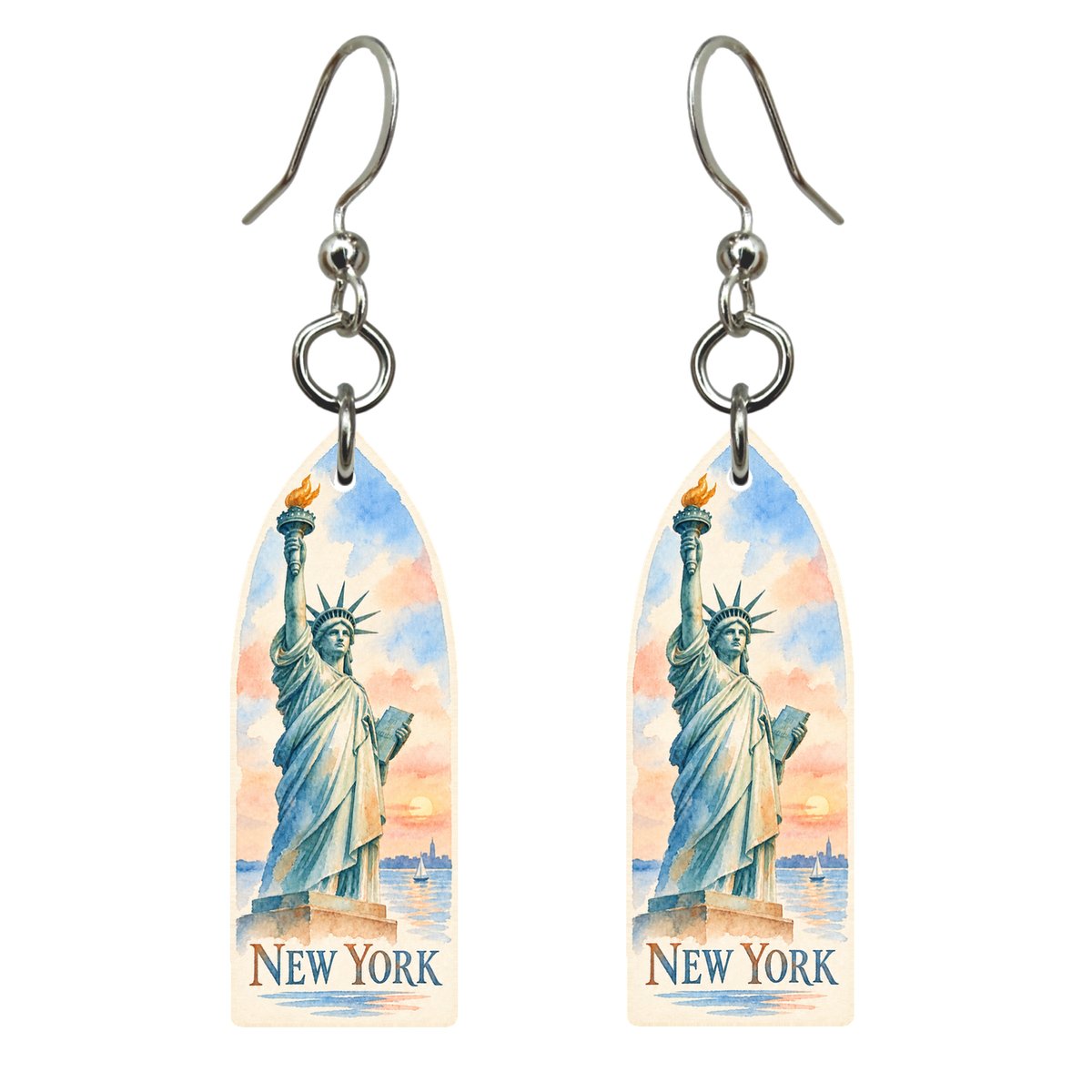She's Choosing New York Earrings | Restrained Watercolor | S111