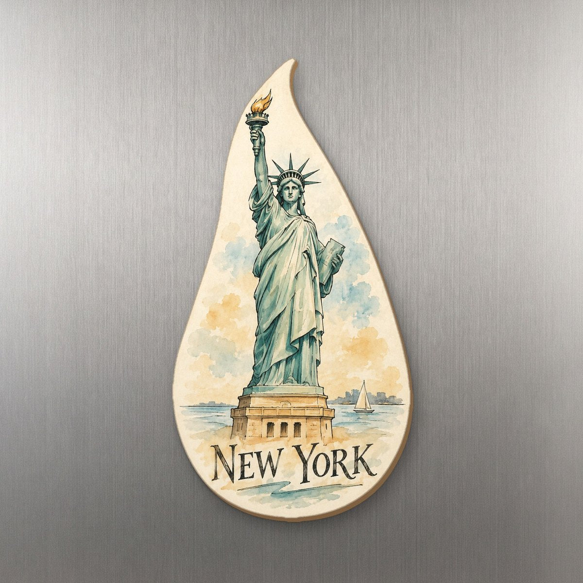 She's Choosing New York Magnet | Pen and Watercolor Wash | S112-M