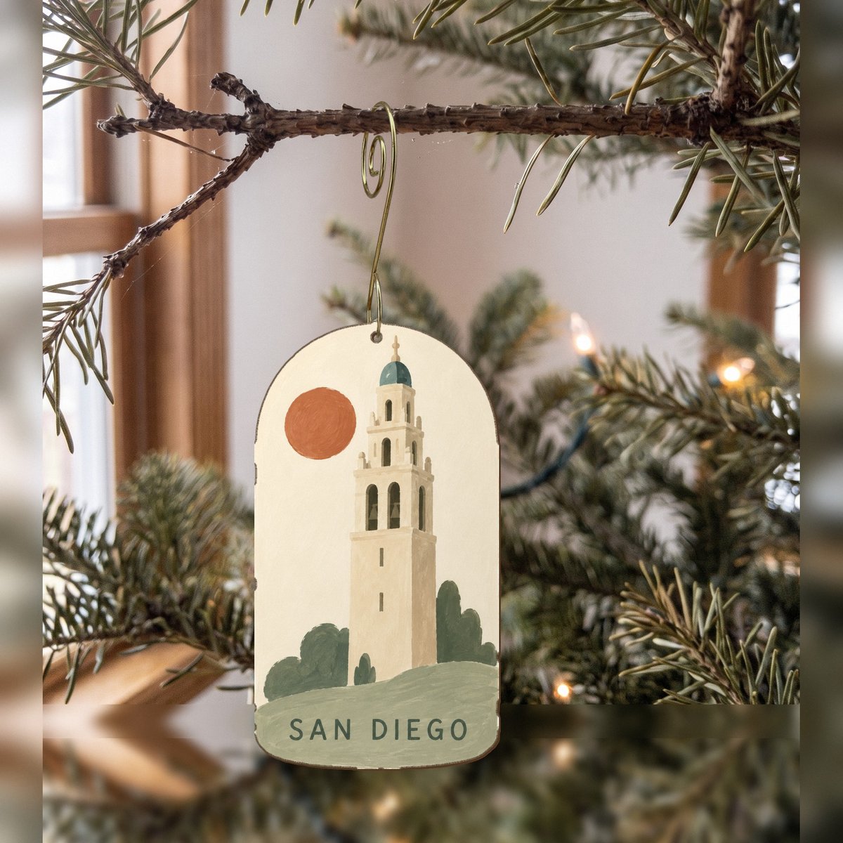 She's Choosing San Diego Ornament | Minimal Gouache | S1120-O