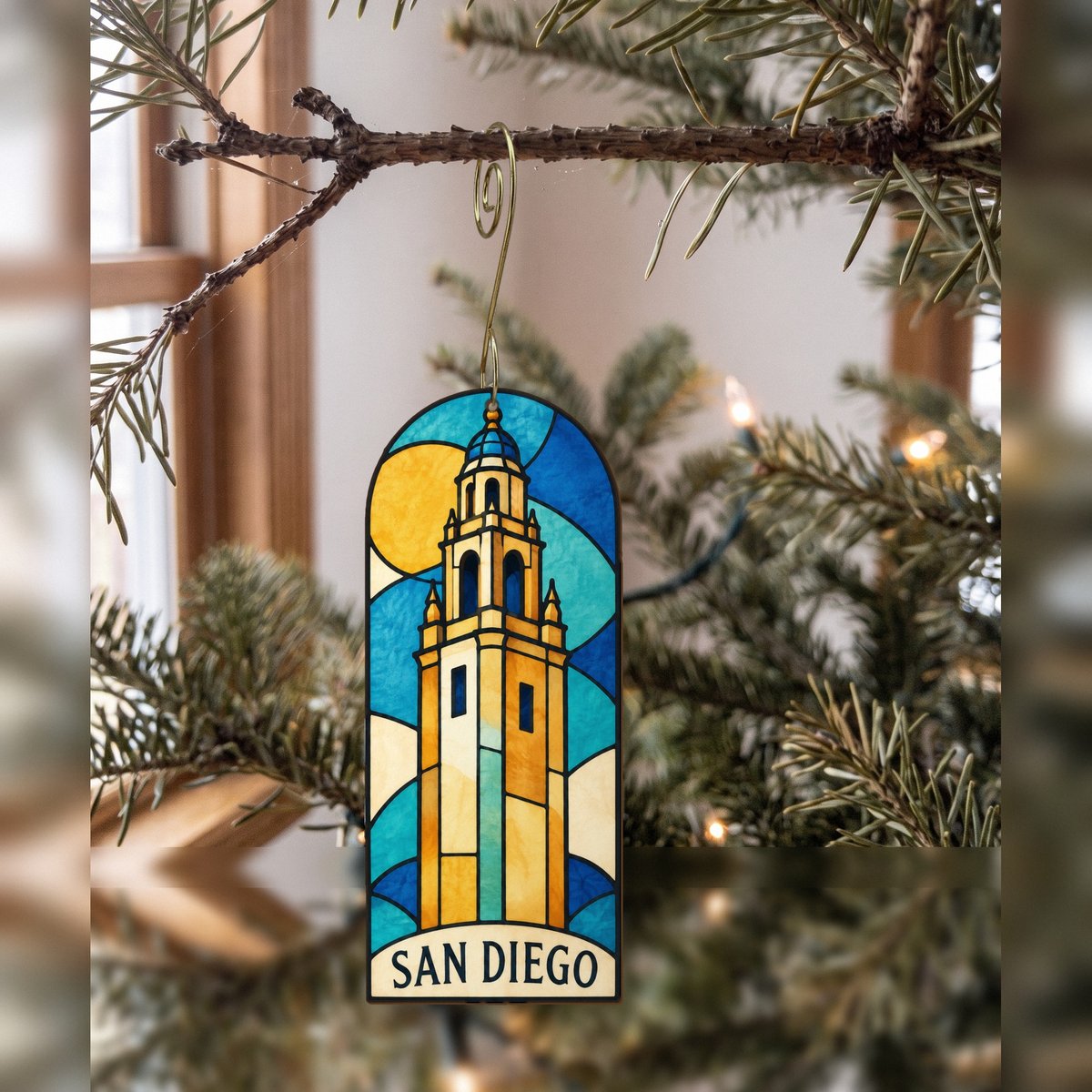 She's Choosing San Diego Ornament | Stained Glass Graphic | S1129-O