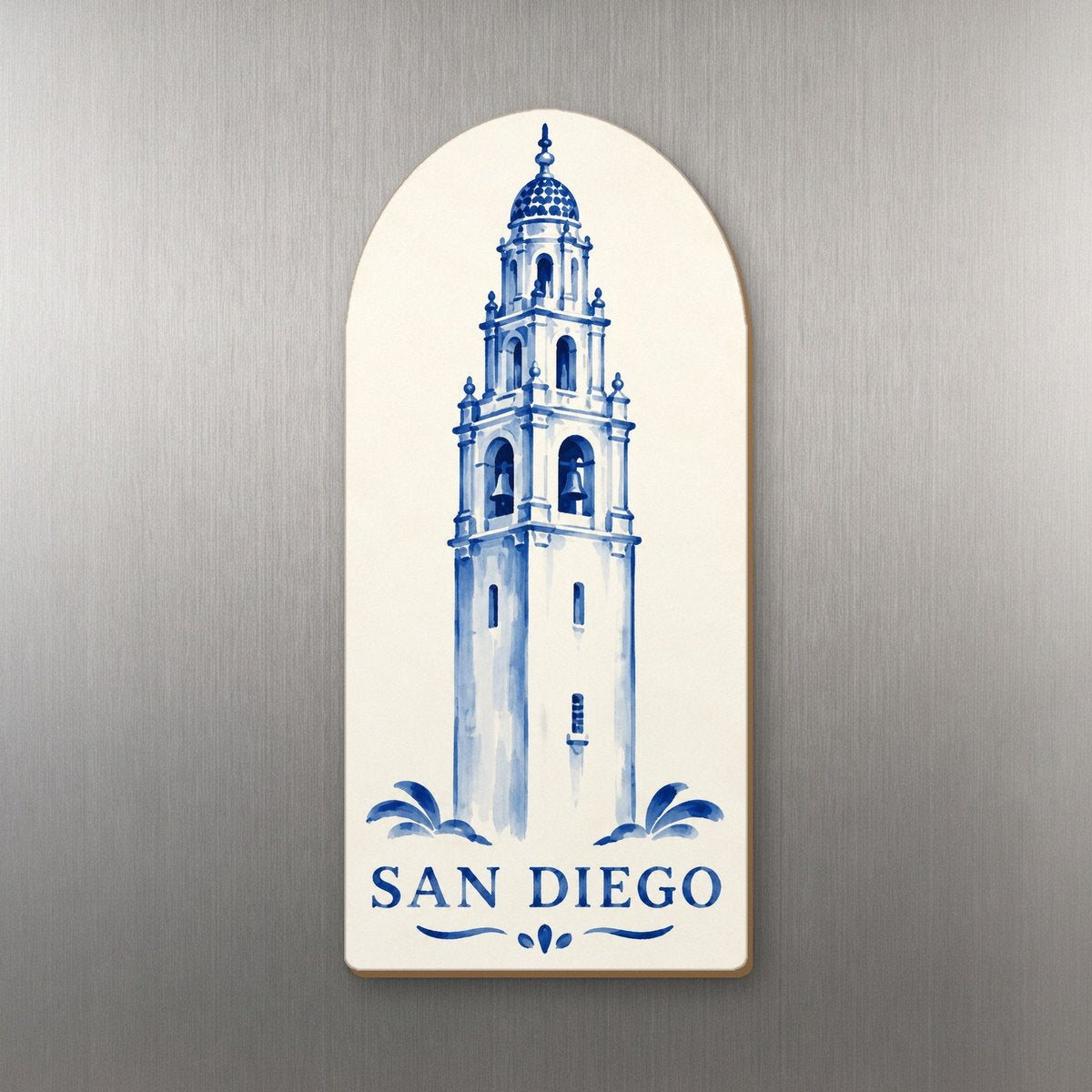 She's Choosing San Diego Magnet | Blue And White Ceramic Illustration | S1131-M