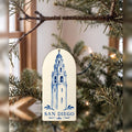 She's Choosing San Diego Ornament | Blue And White Ceramic Illustration | S1131-O