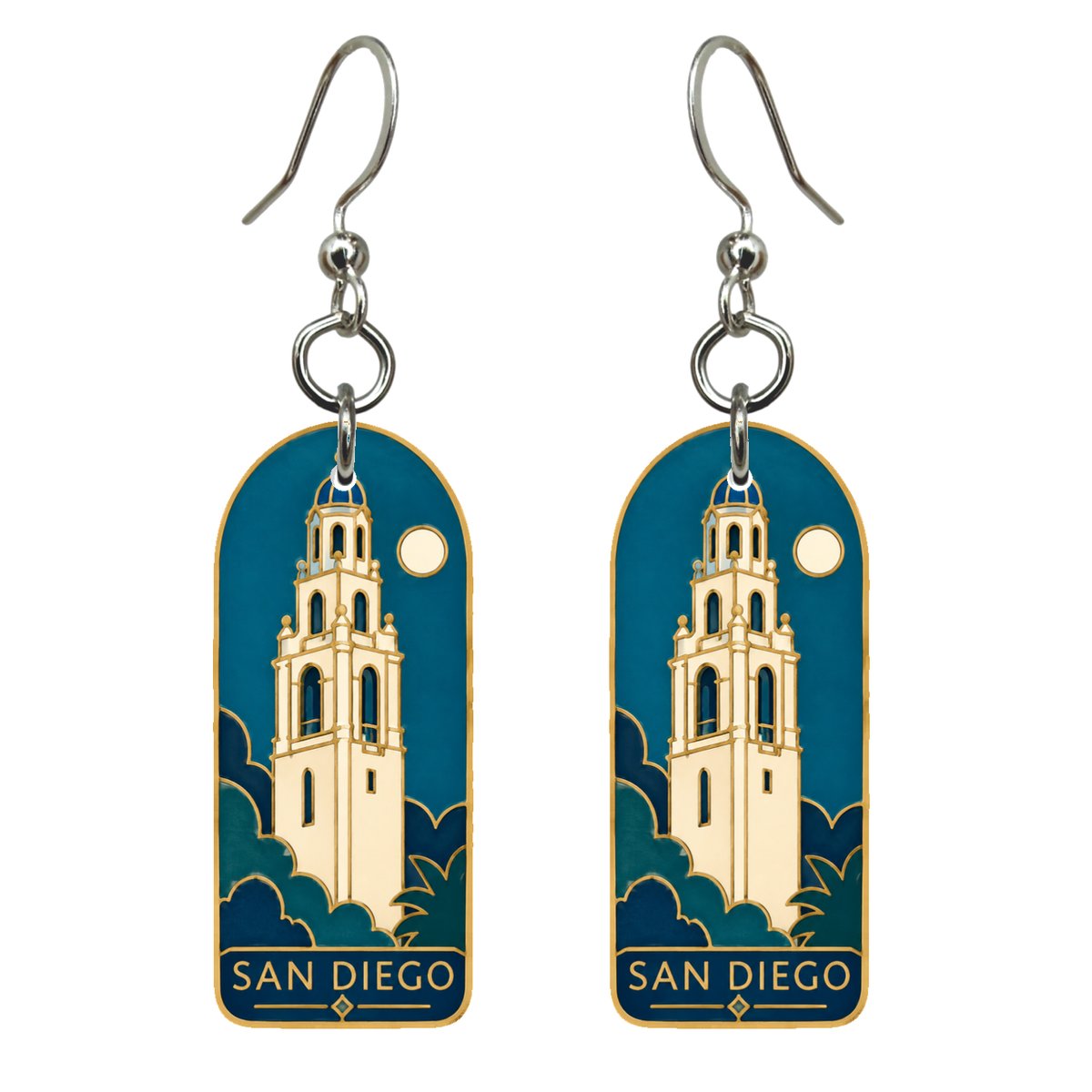 She's Choosing San Diego Earrings | Cloisonne Inspired Graphic | S1132