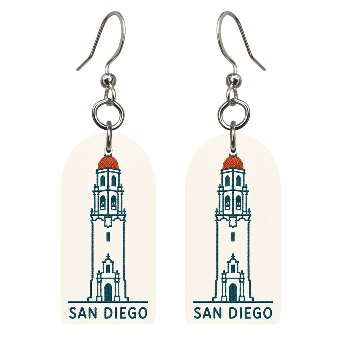 She's Choosing San Diego Earrings | Embroidered Line Illustration | S1134