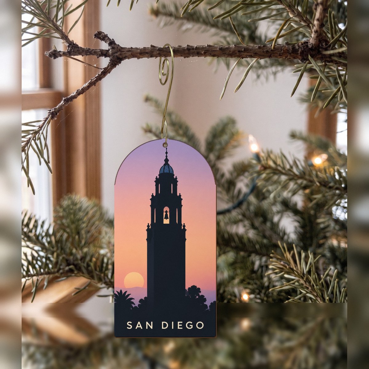 She's Choosing San Diego Ornament | Luminous Dusk Silhouette | S1135-O