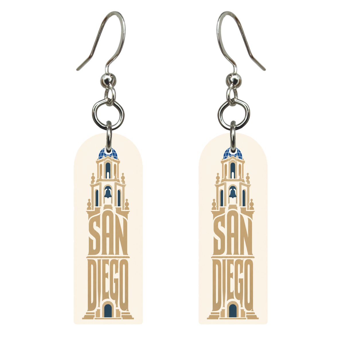 She's Choosing San Diego Earrings | Typographic Illustration | S1138