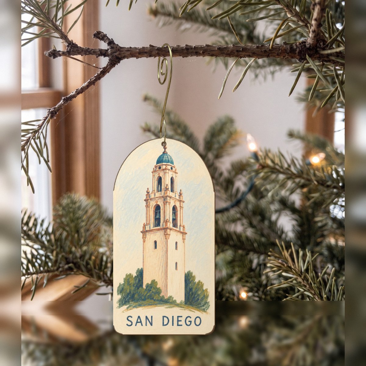 She's Choosing San Diego Ornament | Colored Pencil Over Gouache | S1140-O