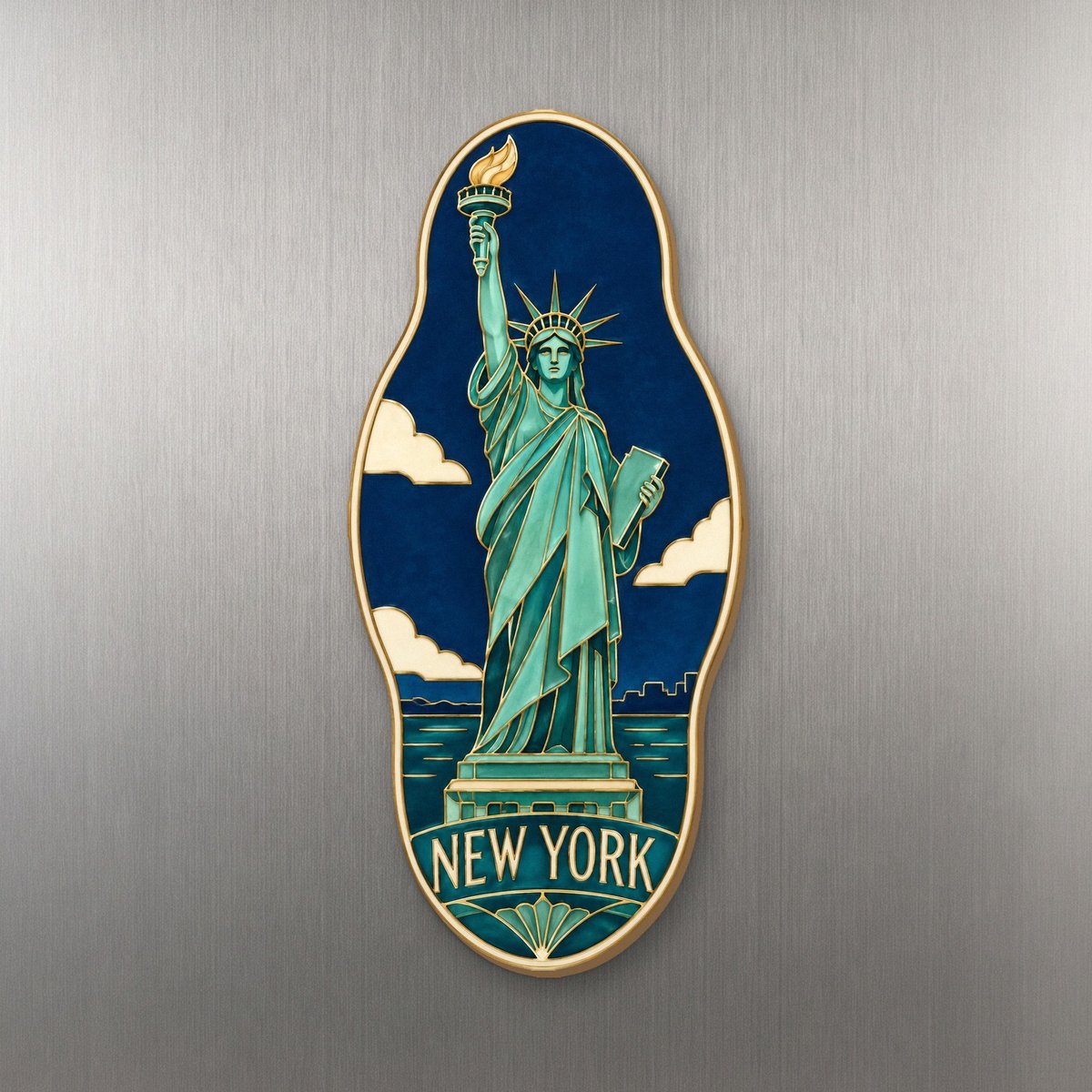 She's Choosing New York Magnet | Cloisonné-Inspired Graphic | S115-M