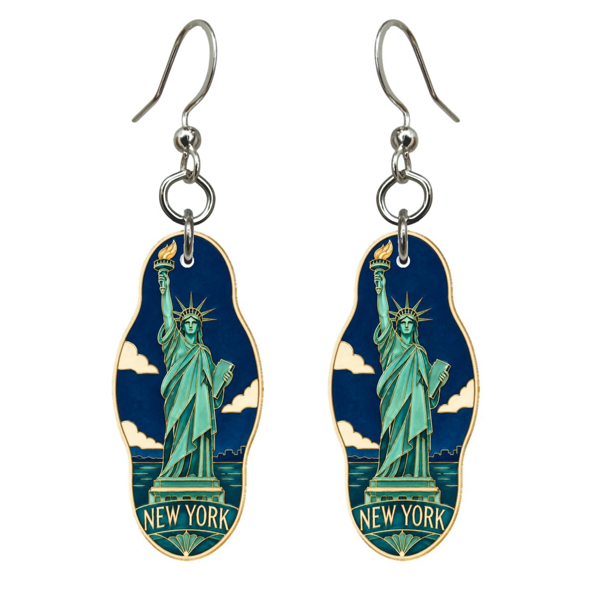 She's Choosing New York Earrings | Cloisonné-Inspired Graphic | S115