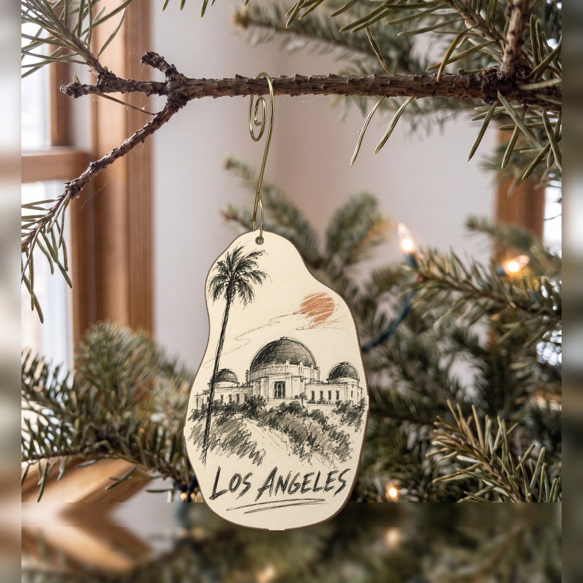 She's Choosing Los Angeles Ornament | Loose Contour Sketch | S120-O