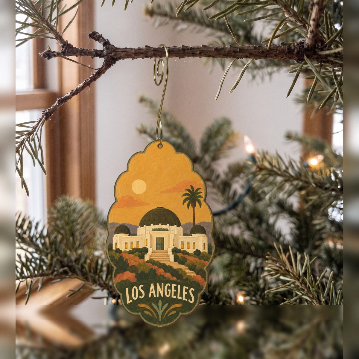 She's Choosing Los Angeles Ornament | Naive Folk Painting | S131-O