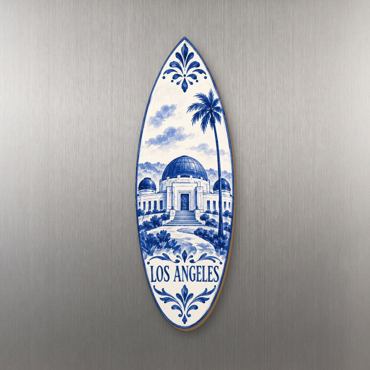She's Choosing Los Angeles Magnet | Blue-And-White Ceramic Illustration | S132-M