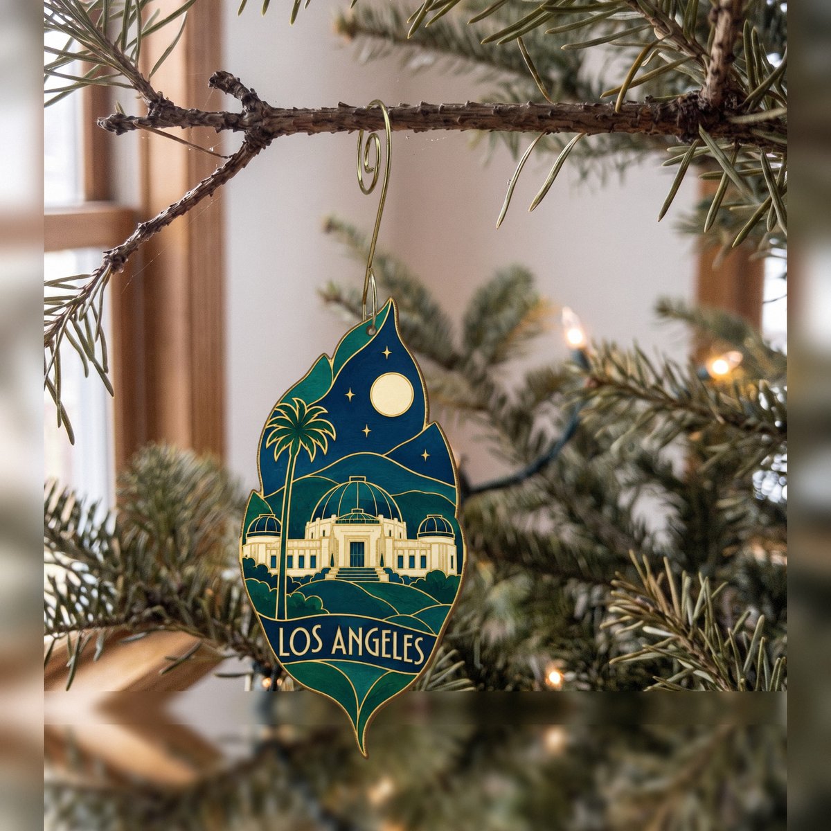 She's Choosing Los Angeles Ornament | Cloisonné-Inspired Graphic | S133-O