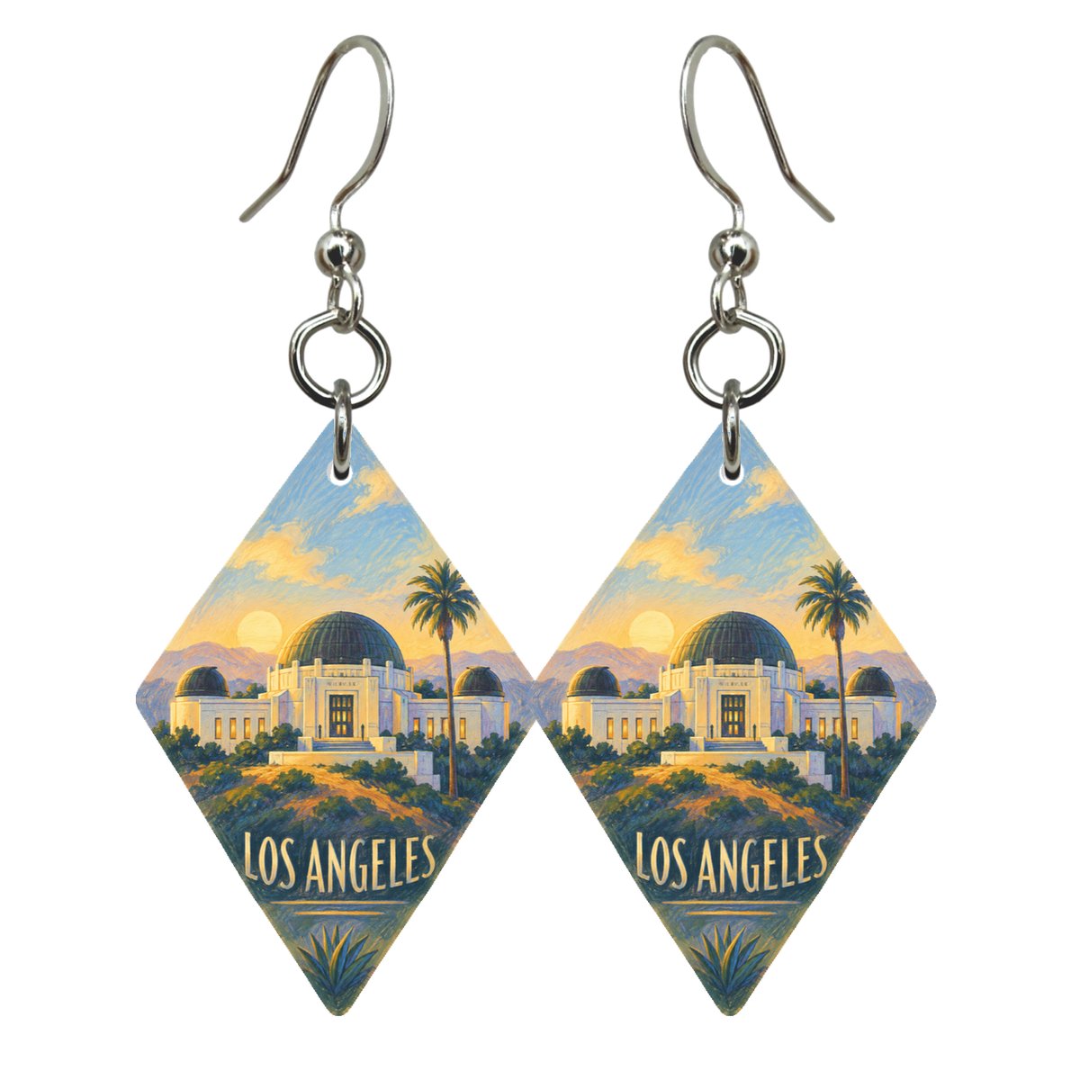 She's Choosing Los Angeles Earrings | Colored Pencil over Gouache | S135
