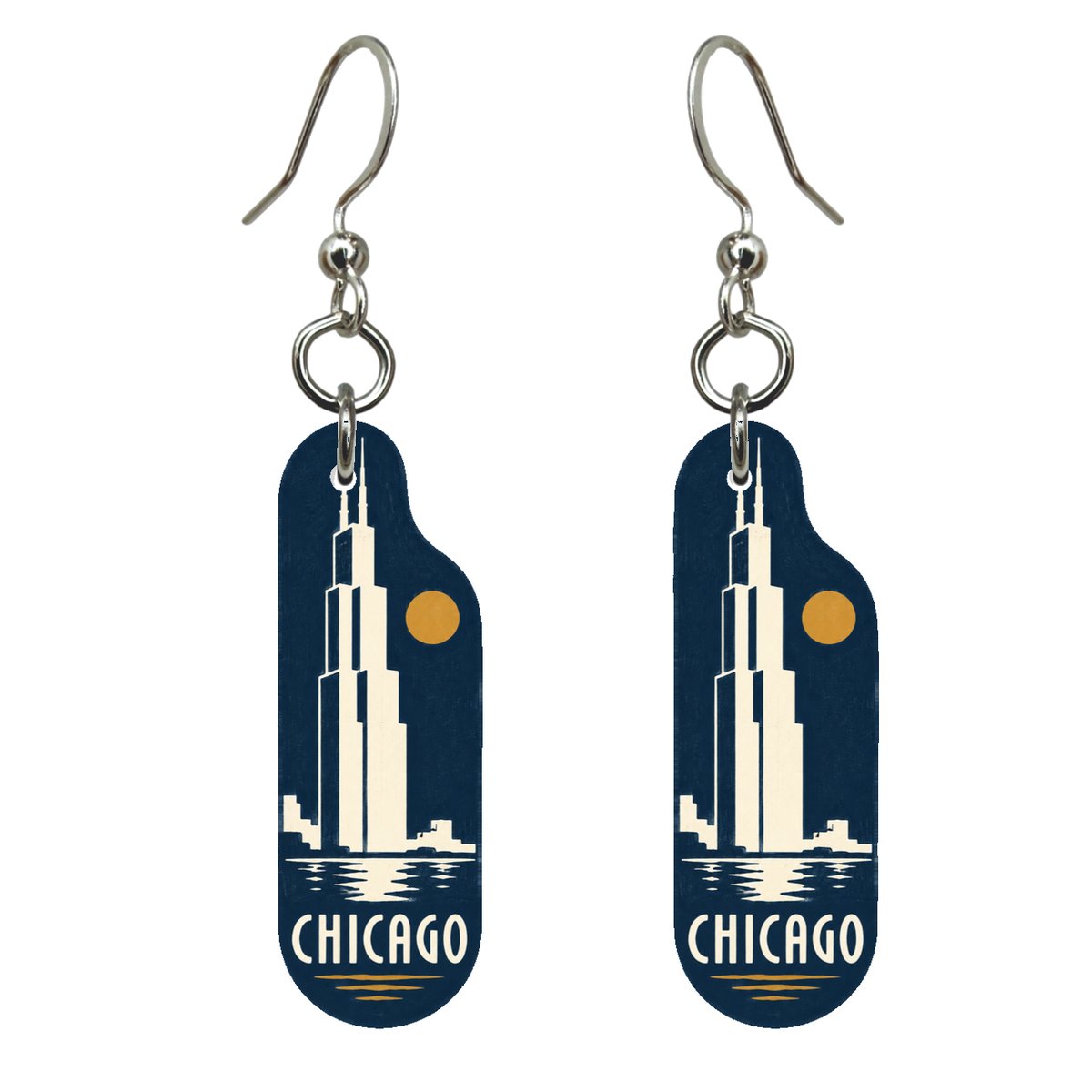 She's Choosing Chicago Earrings | Negative-Space Silhouette | S136