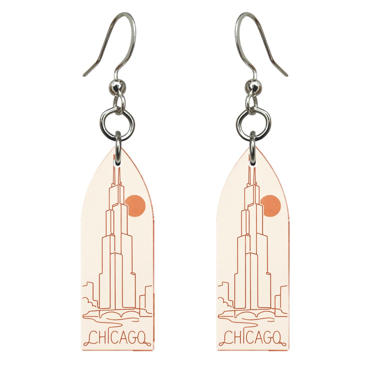 She's Choosing Chicago Earrings | Continuous-Line Drawing | S137