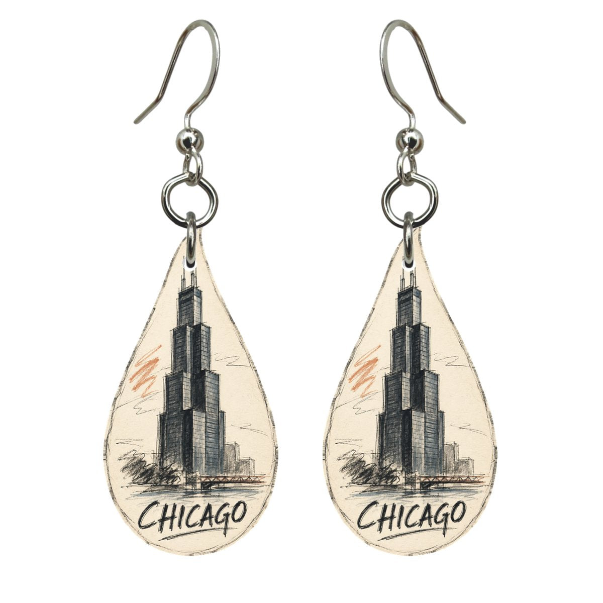 She's Choosing Chicago Earrings | Loose Contour Sketch | S138