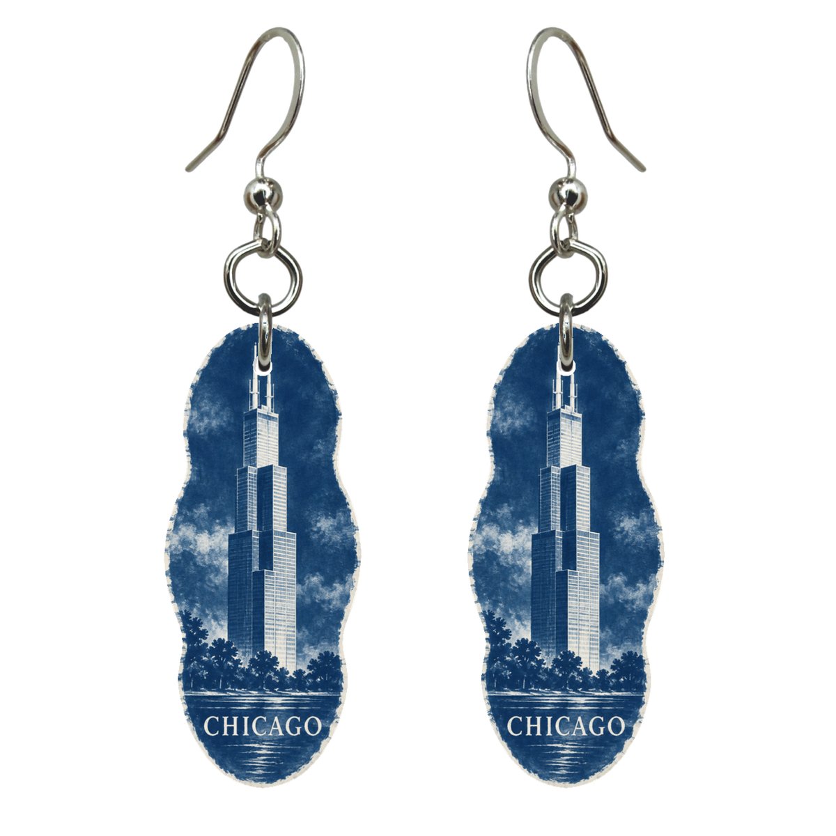 She's Choosing Chicago Earrings | Cyanotype-Inspired | S142