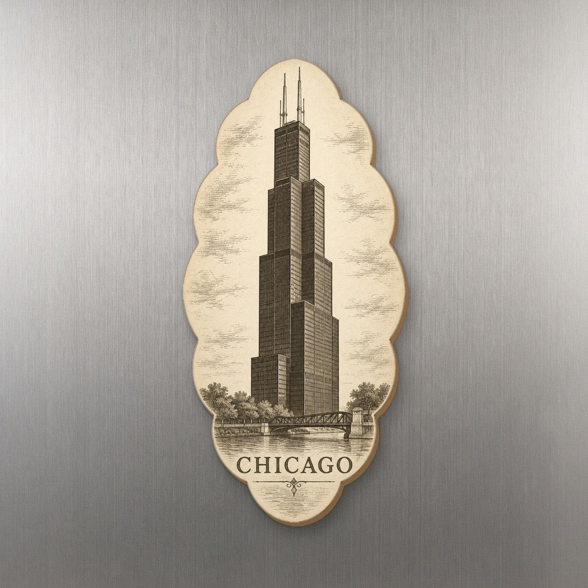 She's Choosing Chicago Magnet | Etching-Inspired Linework | S143-M