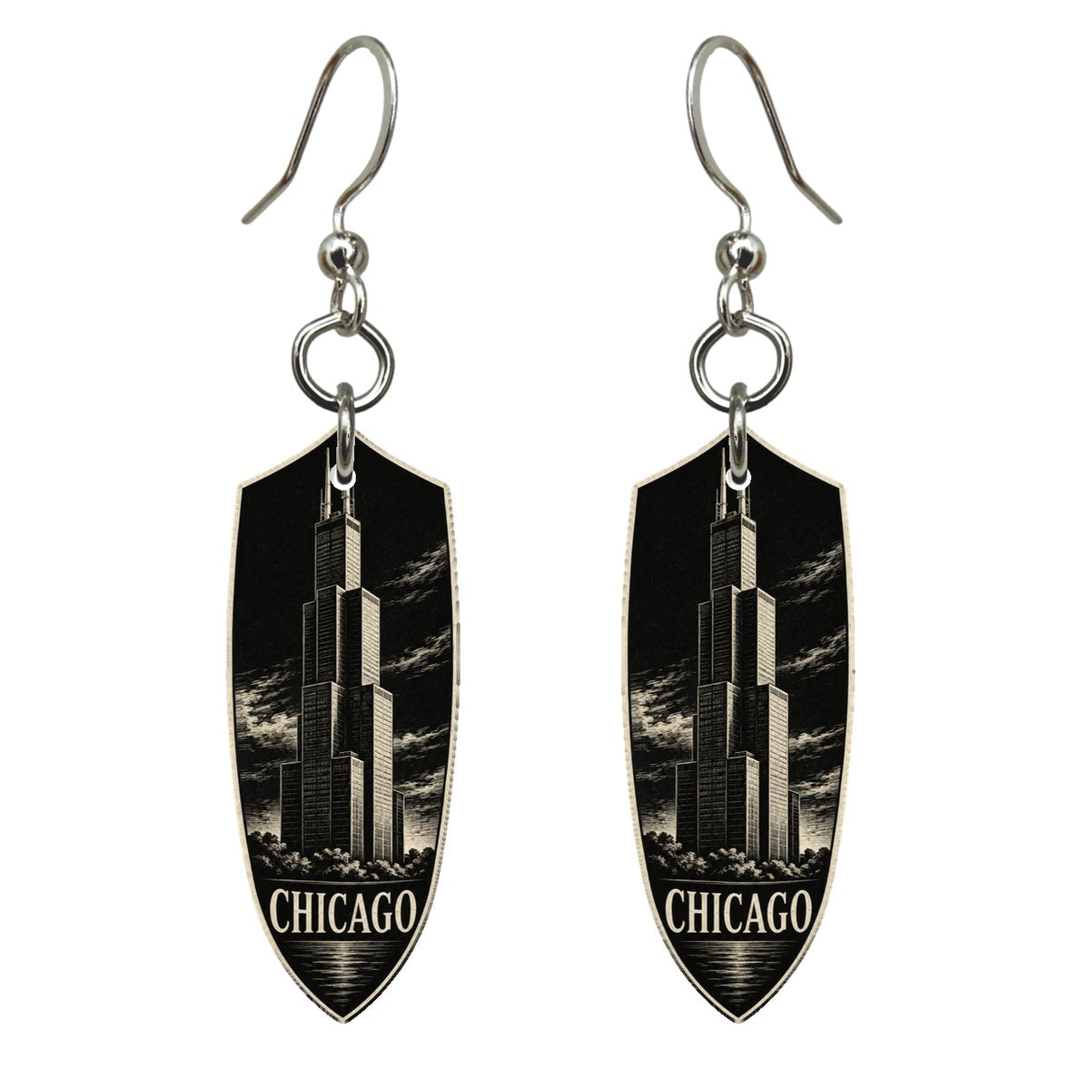 She's Choosing Chicago Earrings | Scratchboard | S145