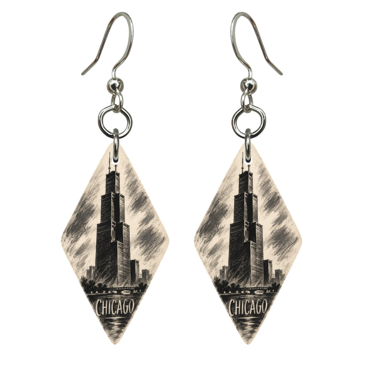She's Choosing Chicago Earrings | Charcoal Gesture | S146