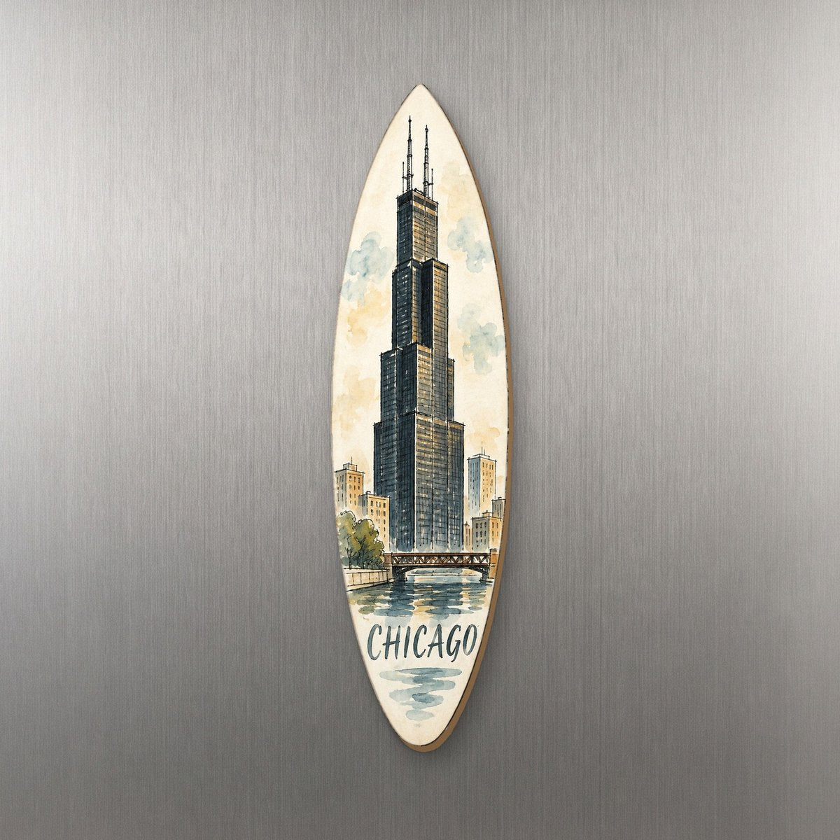 She's Choosing Chicago Magnet | Pen and Watercolor Wash | S148-M