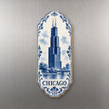 She's Choosing Chicago Magnet | Blue-And-White Ceramic Illustration | S150-M